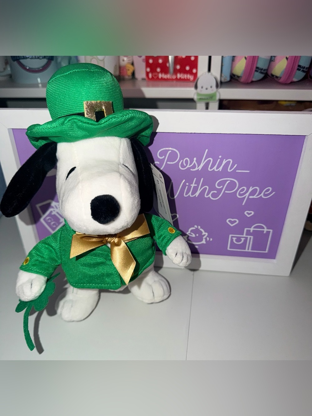 🍀NWT Snoopy Plush Dog in Green St. Patrick's Outfit - Peanuts Plush